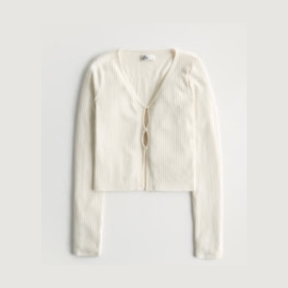 Cream Ribbed Cropped Cardigan - Picture 1 of 7